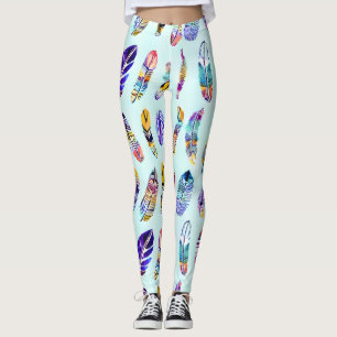 Farbenfrohe Federmuster Leggings
