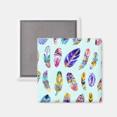 Farbenfrohe Federmuster Magnet (Vorderseite/Rückseite)