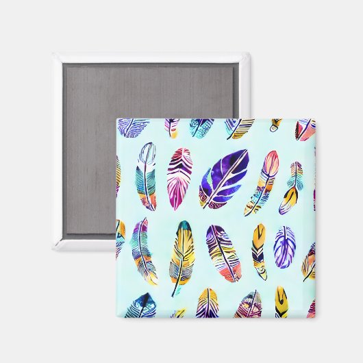Farbenfrohe Federmuster Magnet (Vorderseite/Rückseite)