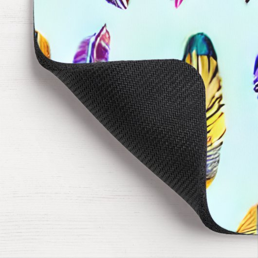 Farbenfrohe Federmuster Mousepad (Ecke)