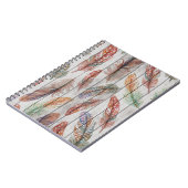 Farbenfrohe Federn, Aquarell Nahtlos Design. Notizblock (Linke Seite)