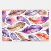 Farbenfrohe Federn Art Wrapping Paper Sheets Geschenkpapier Set (Vorderseite 3)