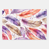 Farbenfrohe Federn Art Wrapping Paper Sheets Geschenkpapier Set (Vorderseite 2)
