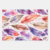 Farbenfrohe Federn Art Wrapping Paper Sheets Geschenkpapier Set (Vorderseite)