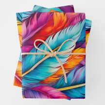 Farbenfrohe Federn Art Wrapping Paper Sheets
