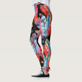 Farbenfrohe Federn, boho, nahtlos, lebendig. Leggings (Links)