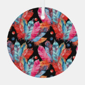 Farbenfrohe Federn, boho, nahtlos, lebendig. Ornament Aus Glas (Rückseite)