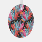 Farbenfrohe Federn, boho, nahtlos, lebendig. Ornament Aus Glas (Vorderseite Rechts)