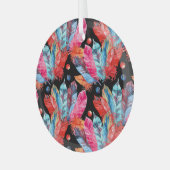 Farbenfrohe Federn, boho, nahtlos, lebendig. Ornament Aus Glas (Vorderseite links)