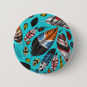 Farbenfrohe Federn Button (Vorderseite)