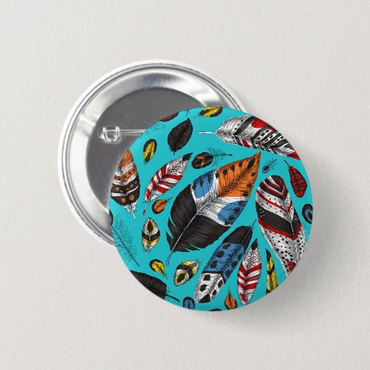 Farbenfrohe Federn Button (Vorne & Hinten)
