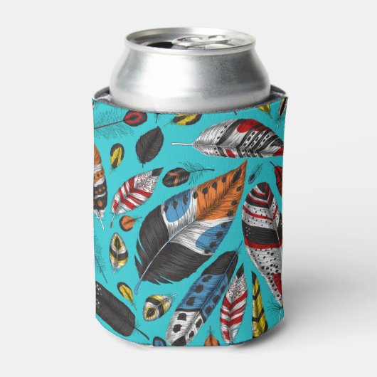 Farbenfrohe Federn Dosenkühler (Kanne Vorderseite)