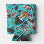 Farbenfrohe Federn Dosenkühler (Rückseite)