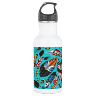 Farbenfrohe Federn Edelstahlflasche