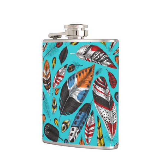 Farbenfrohe Federn Flachmann (Links)