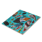 Farbenfrohe Federn Fliese (Seite)