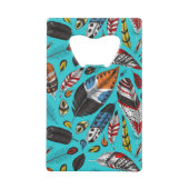 Farbenfrohe Federn Geldbeutel Flaschenöffner (Vorderseite)