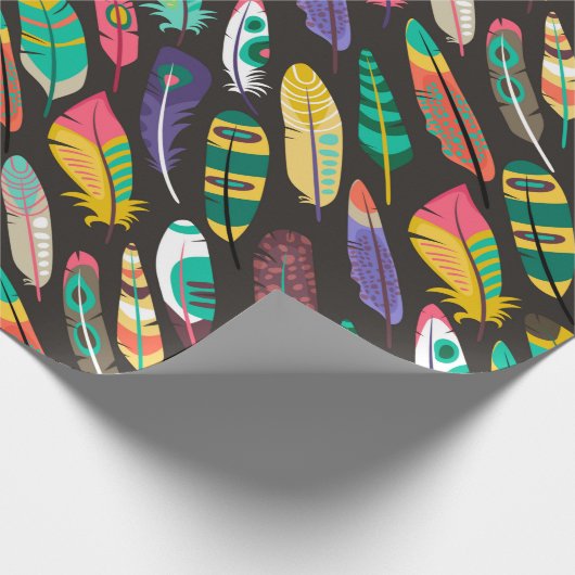 Farbenfrohe Federn Geschenkpapier (Ecke)