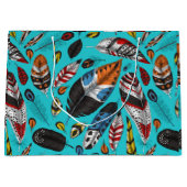 Farbenfrohe Federn Große Geschenktüte (Vorderseite)