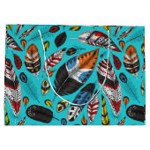 Farbenfrohe Federn Große Geschenktüte (Rückseite)