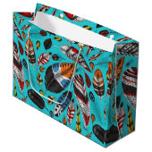 Farbenfrohe Federn Große Geschenktüte (Vorderseite Schrägansicht)