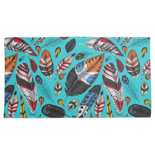 Farbenfrohe Federn Kissenbezug (Vorderseite-Rechts)