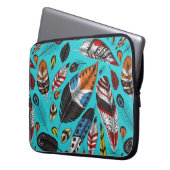 Farbenfrohe Federn Laptopschutzhülle (Vorderseite Links)