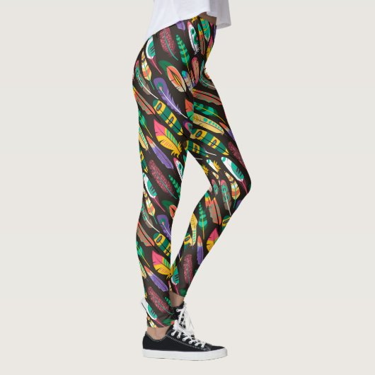 Farbenfrohe Federn Leggings (Rechts)
