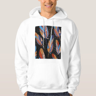 Farbenfrohe Federn Muster Nahtloser Hintergrund. Hoodie
