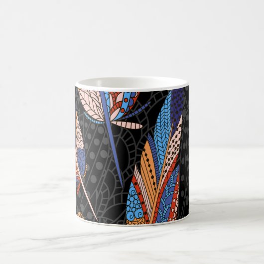 Farbenfrohe Federn Muster Nahtloser Hintergrund. Kaffeetasse (Mittel)