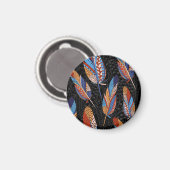 Farbenfrohe Federn Muster Nahtloser Hintergrund. Magnet (Vorderseite/Rückseite)