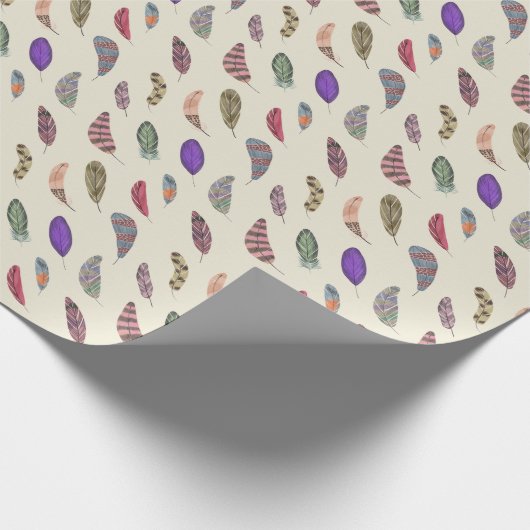 Farbenfrohe Federn Muster - Niedlich angesagte Mod Geschenkpapier (Ecke)