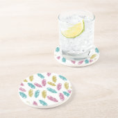 Farbenfrohe Federn Muster Untersetzer (Seite)