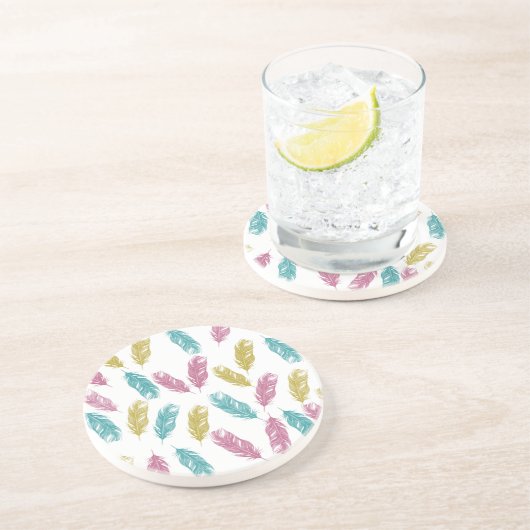 Farbenfrohe Federn Muster Untersetzer (Seite)