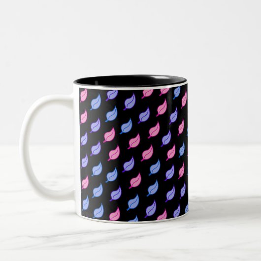 Farbenfrohe Federn Muster Zweifarbige Tasse (Links)