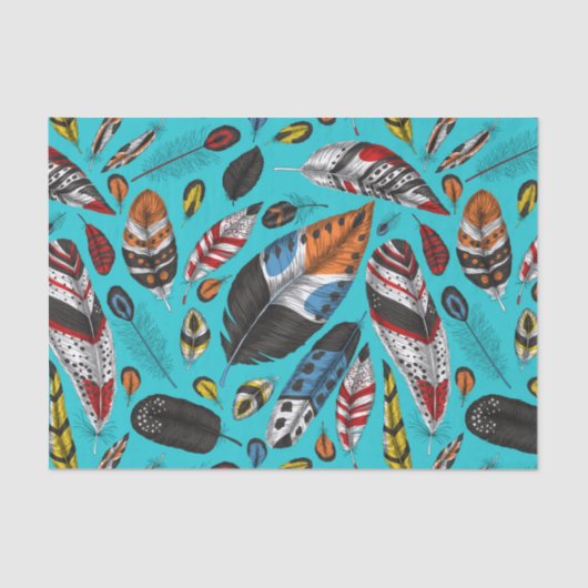 Farbenfrohe Federn Seidenpapier (Vorderseite)