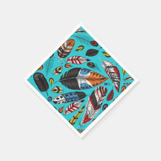 Farbenfrohe Federn Serviette (Ecke)