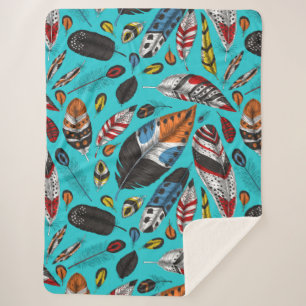 Farbenfrohe Federn Sherpadecke