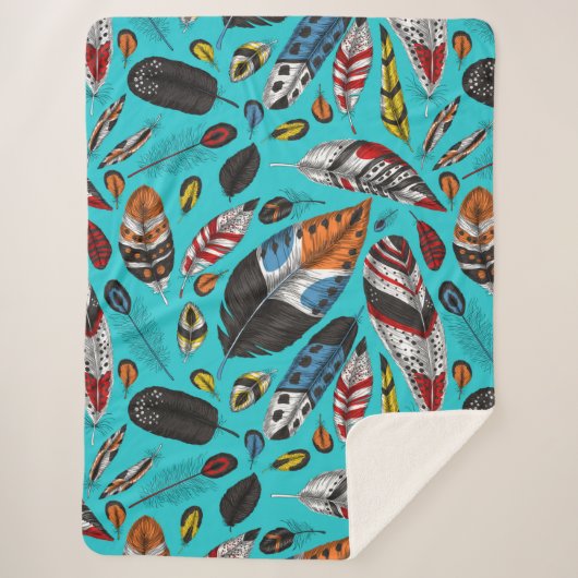 Farbenfrohe Federn Sherpadecke (Vorderseite)