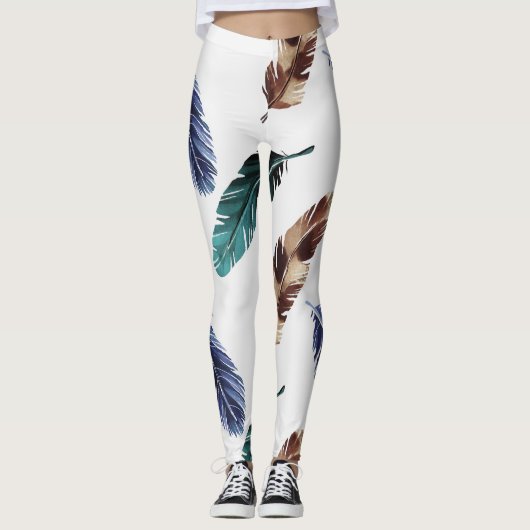 Farbenfrohe Federn Stammgefühl Leggings (Vorderseite)