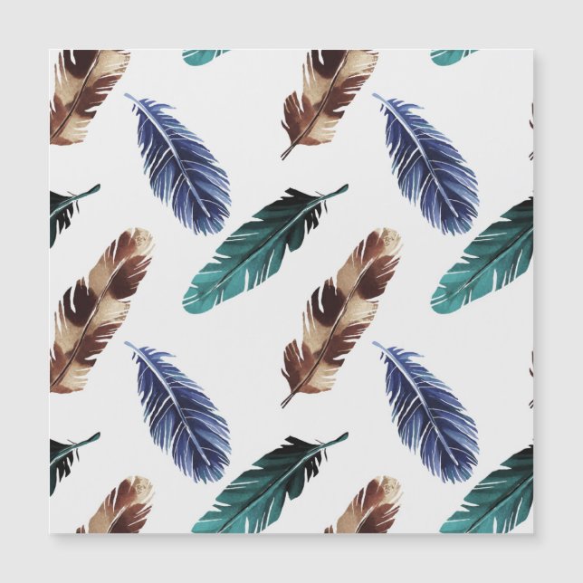 Farbenfrohe Federn Stammgefühl Magnetkarte (Vorderseite)