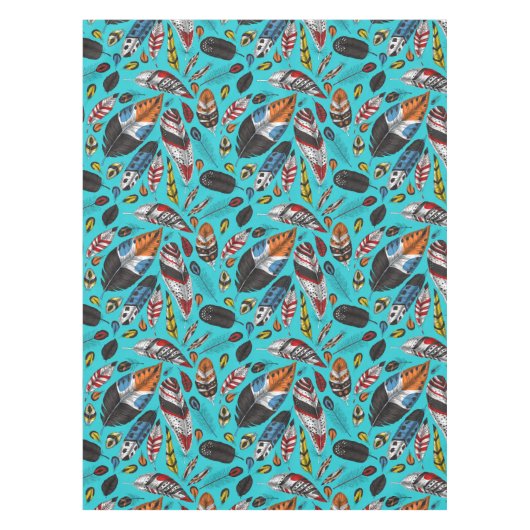 Farbenfrohe Federn Tischdecke (Vorderseite)