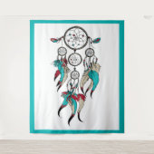 Farbenfrohe Federn Träumer Wandteppich (Vorderseite)