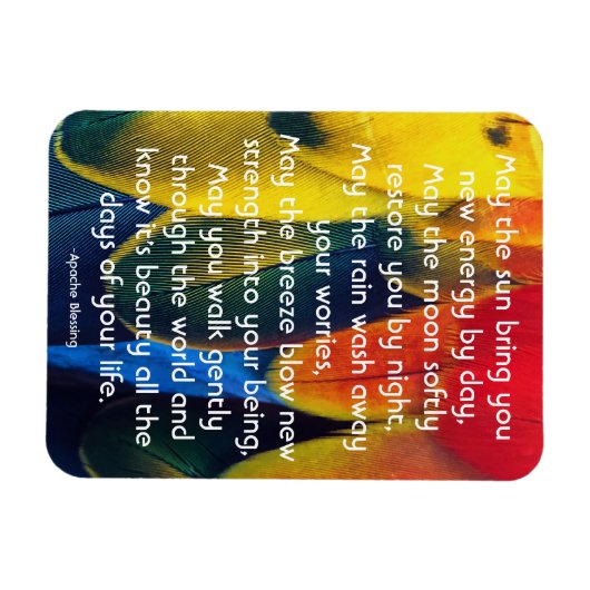 Farbenfrohe Federn und Inspirierend Apache Segen Magnet (Horizontal)