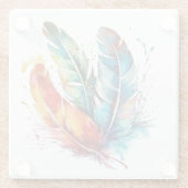 Farbenfrohe Federn Ureinwohner Amerikanische Wasse Glasuntersetzer (Rückseite)