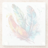 Farbenfrohe Federn Ureinwohner Amerikanische Wasse Glasuntersetzer (Rückseite)