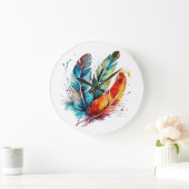 Farbenfrohe Federn Ureinwohner Amerikanische Wasse Große Wanduhr (Zuhause)