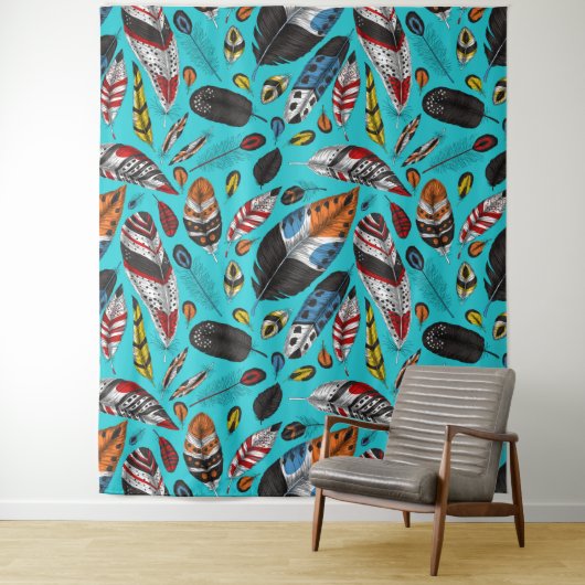 Farbenfrohe Federn Wandteppich (Beispiel)