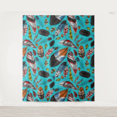 Farbenfrohe Federn Wandteppich (Vorderseite)