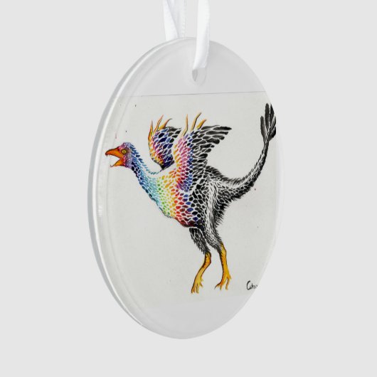 Farbenfrohe Federsaurier Ornament (Vorderseite)